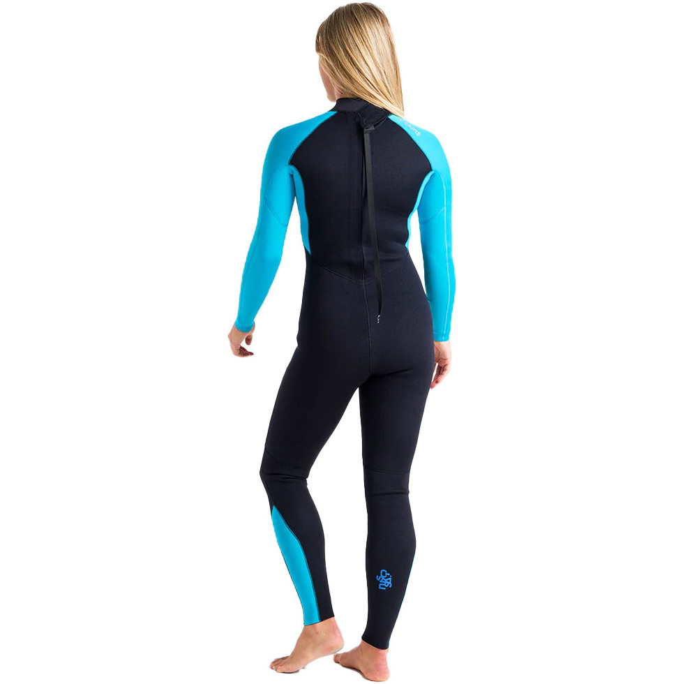 2026 C-Skins Womens Surflite 3/2mm GBS Back Zip Wetsuit C-SL32WBZ - Raven Black / Bright Cyan / Azure